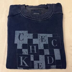 Aerie Dark Blue Checked Graphic Sweatshirt